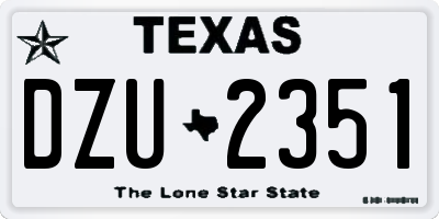 TX license plate DZU2351