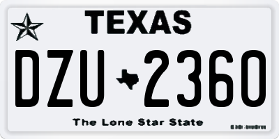 TX license plate DZU2360