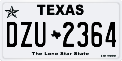 TX license plate DZU2364