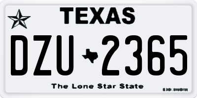 TX license plate DZU2365