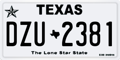 TX license plate DZU2381
