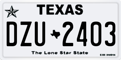 TX license plate DZU2403