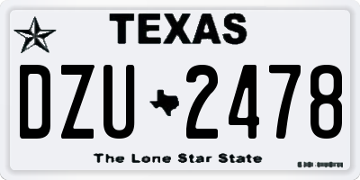 TX license plate DZU2478