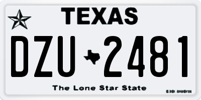 TX license plate DZU2481