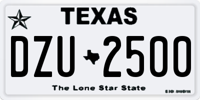 TX license plate DZU2500