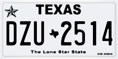 TX license plate DZU2514