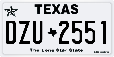TX license plate DZU2551