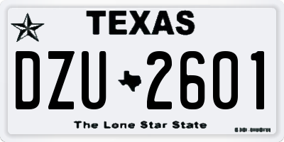 TX license plate DZU2601