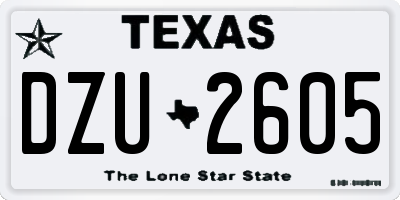 TX license plate DZU2605