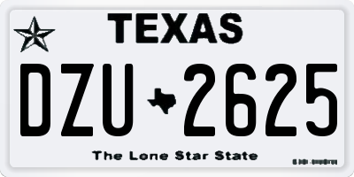 TX license plate DZU2625
