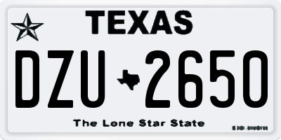 TX license plate DZU2650