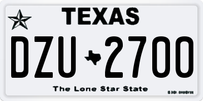 TX license plate DZU2700