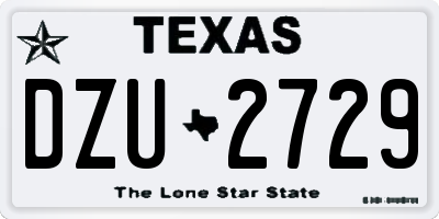 TX license plate DZU2729