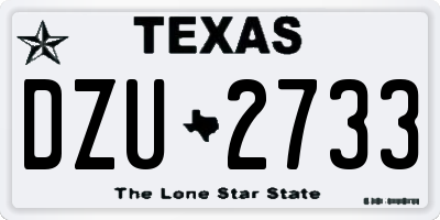 TX license plate DZU2733
