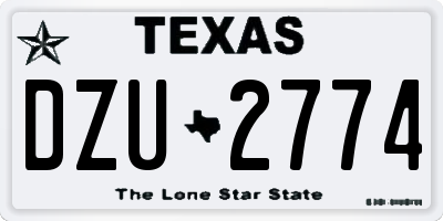TX license plate DZU2774
