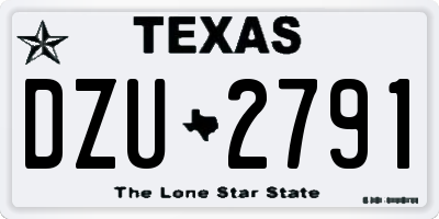 TX license plate DZU2791