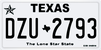 TX license plate DZU2793