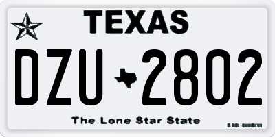 TX license plate DZU2802