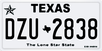 TX license plate DZU2838