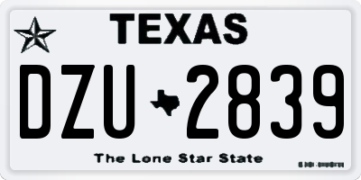 TX license plate DZU2839