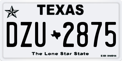 TX license plate DZU2875