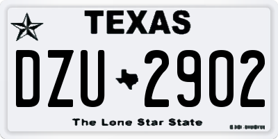 TX license plate DZU2902