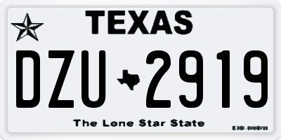 TX license plate DZU2919