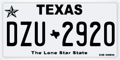 TX license plate DZU2920