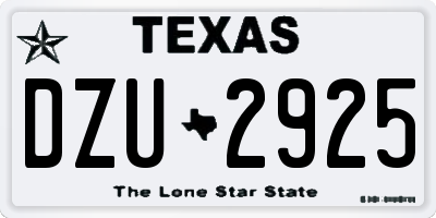 TX license plate DZU2925