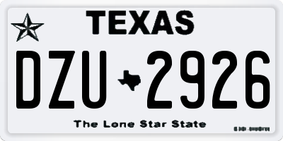 TX license plate DZU2926