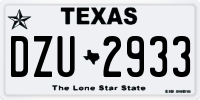 TX license plate DZU2933