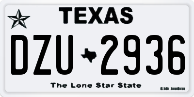 TX license plate DZU2936