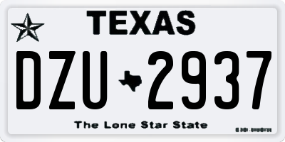 TX license plate DZU2937