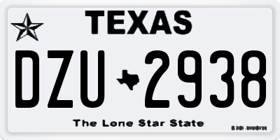 TX license plate DZU2938