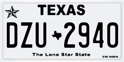 TX license plate DZU2940