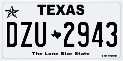 TX license plate DZU2943