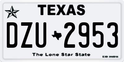 TX license plate DZU2953