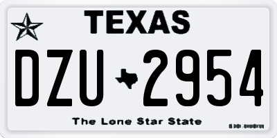 TX license plate DZU2954