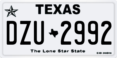 TX license plate DZU2992