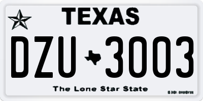 TX license plate DZU3003