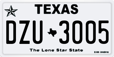 TX license plate DZU3005