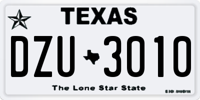 TX license plate DZU3010