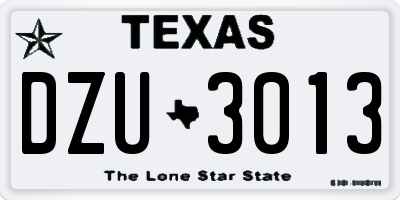 TX license plate DZU3013
