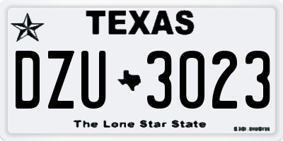 TX license plate DZU3023