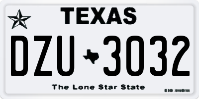 TX license plate DZU3032