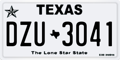 TX license plate DZU3041