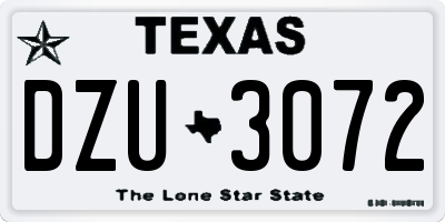 TX license plate DZU3072