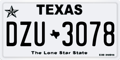 TX license plate DZU3078