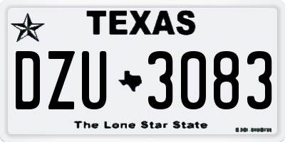 TX license plate DZU3083