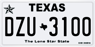 TX license plate DZU3100